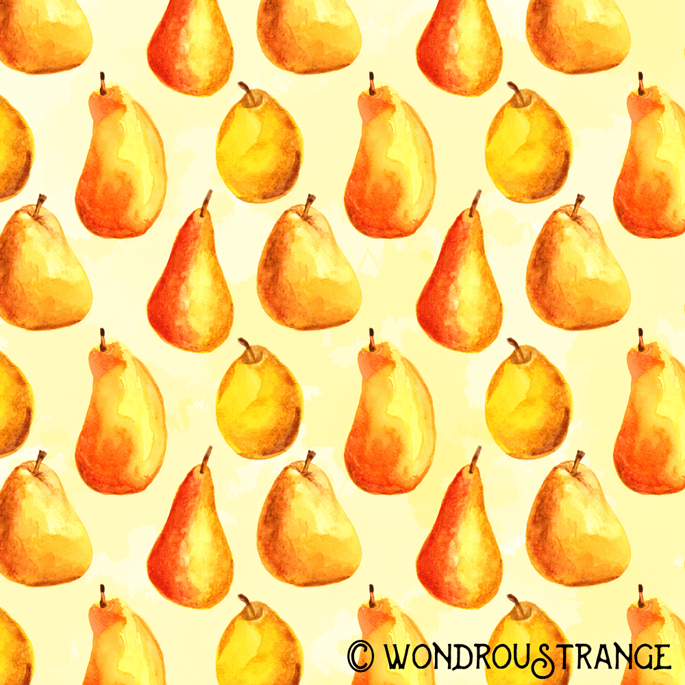 Painted pears pattern display
