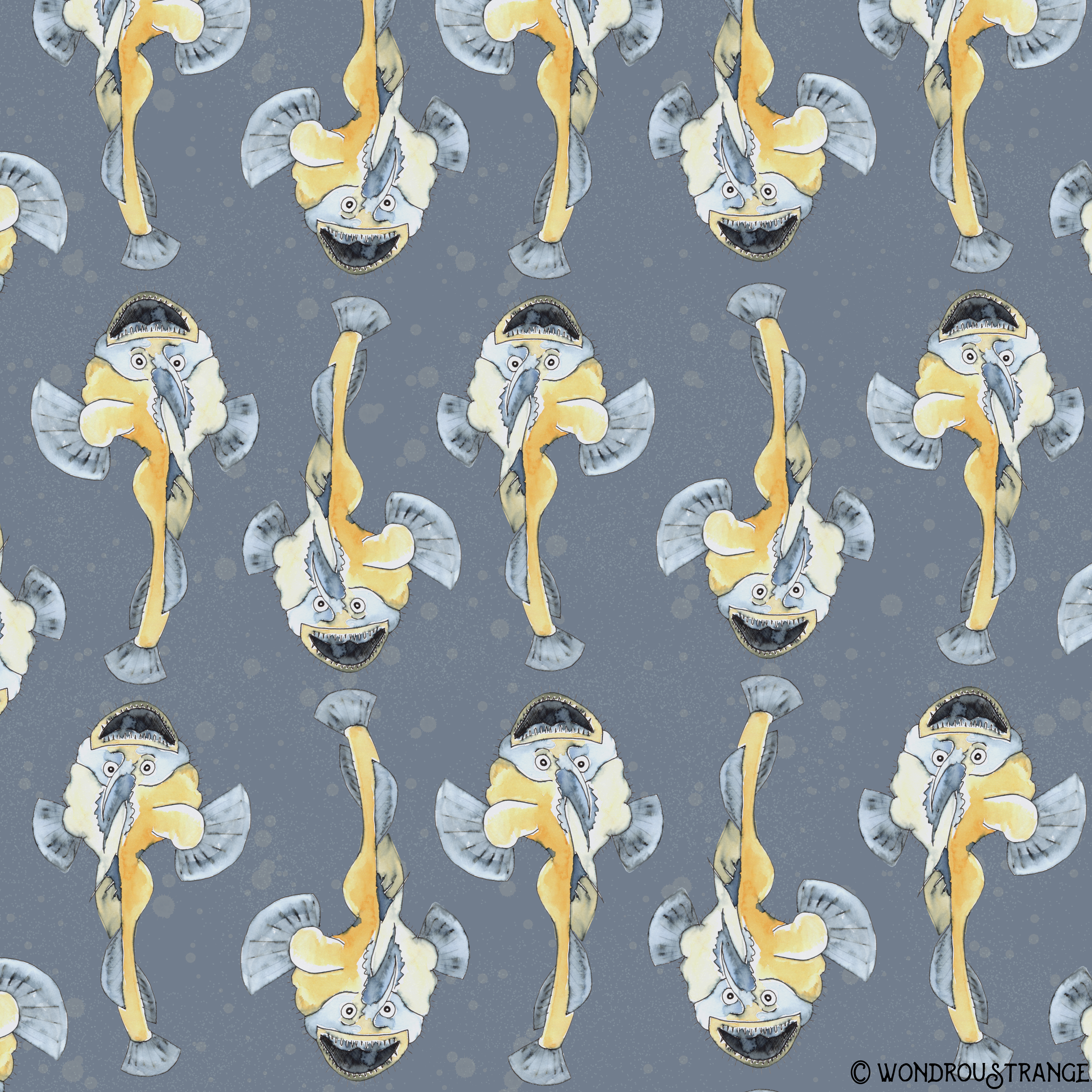 Silly fish doodle pattern