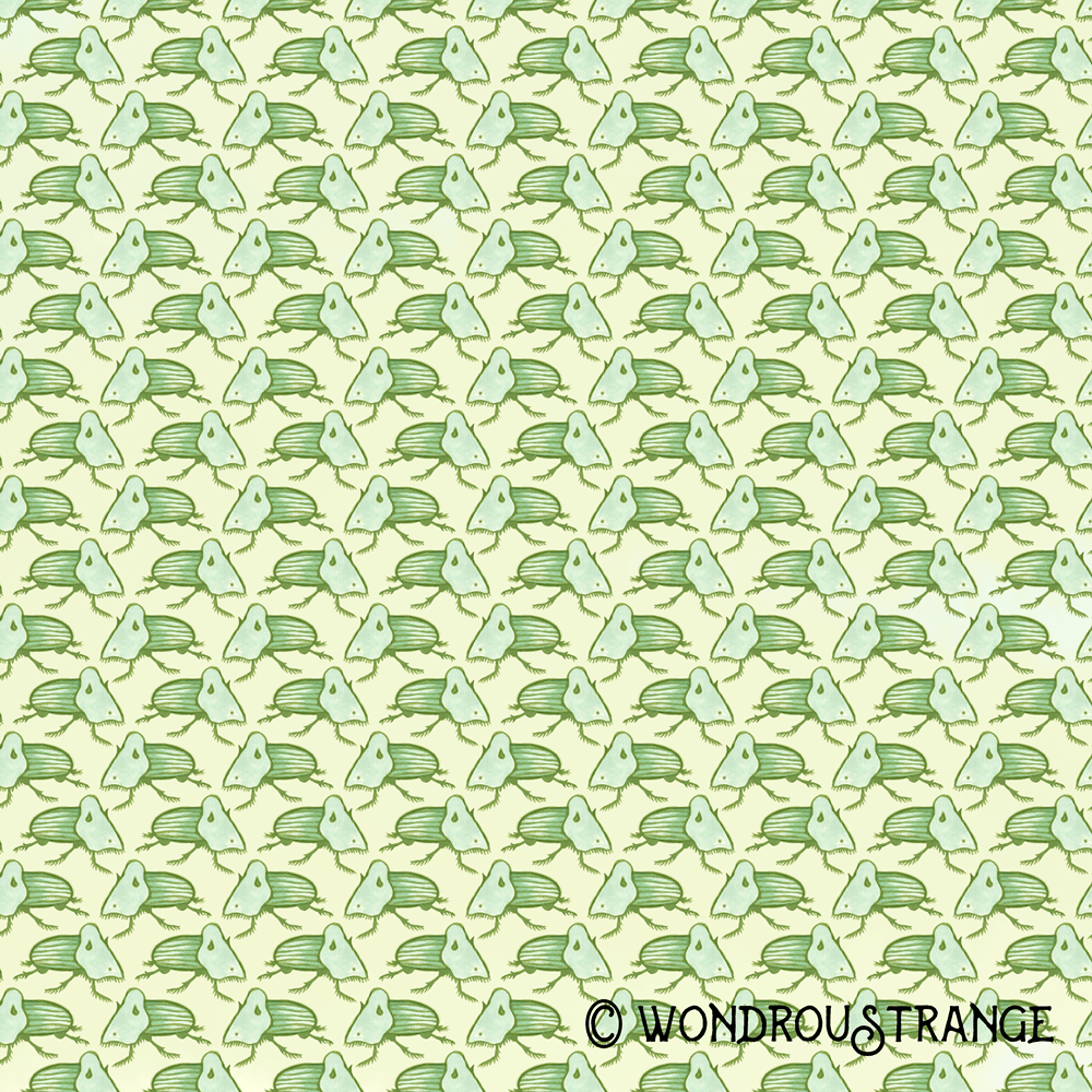 Greenblue beetle pattern display