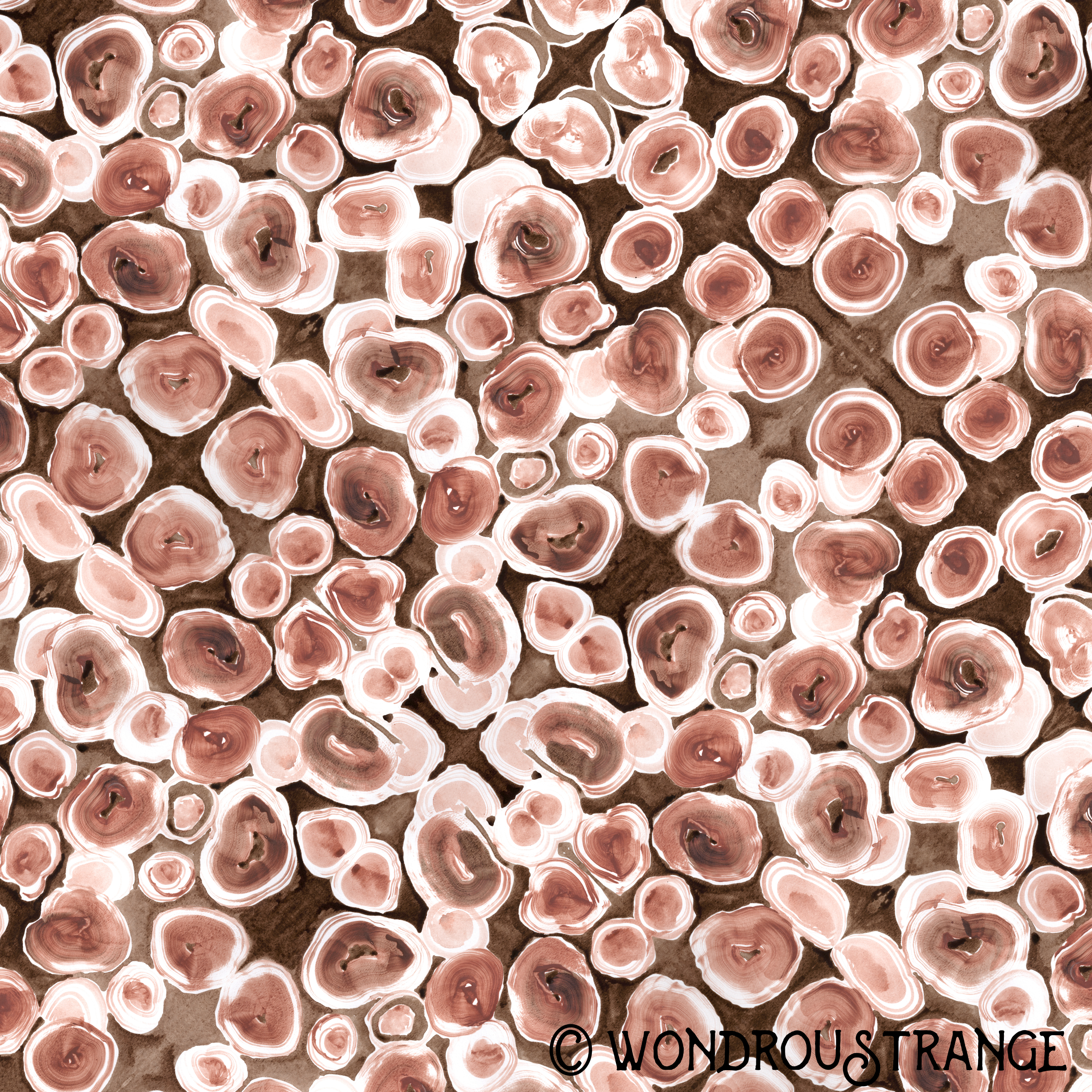 salmon and brown painted spots pattern display cc